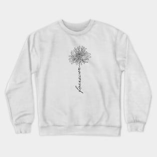 Lotus Forever Black Flower with letter line art Crewneck Sweatshirt